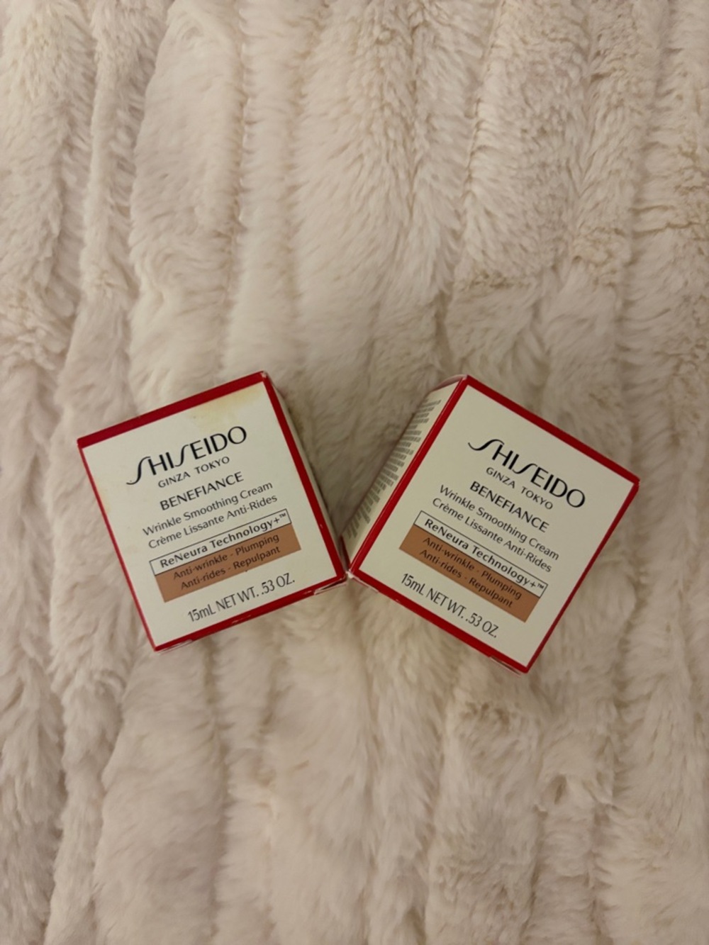 Shiseido Benefiance Wrinkle Smoothing Face Cream 15ml/.53 OZ Travel Size x2